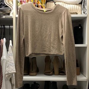 Tan long sleeve crop top